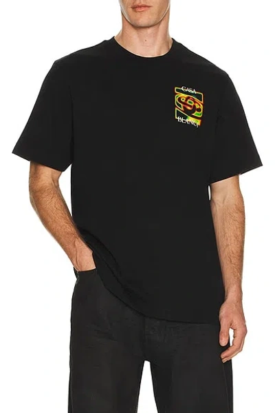 Casablanca Black Crewneck T-shirt With Logo Detail On The Front And Maxi Logo On The Rear In Cotton Man