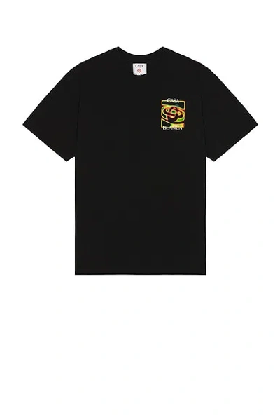 Casablanca Black Crewneck T-shirt With Logo Detail On The Front And Maxi Logo On The Rear In Cotton Man
