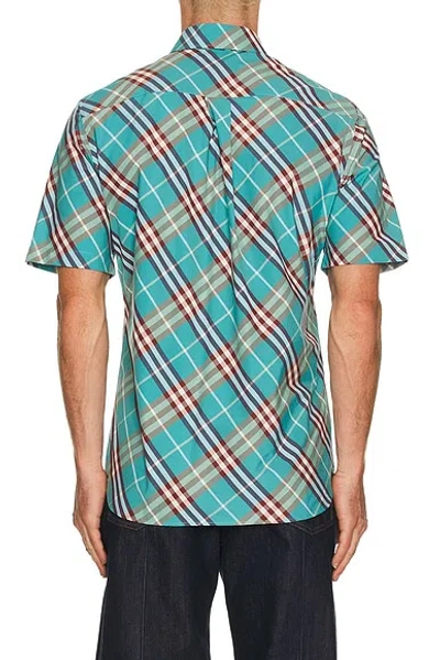 Burberry Short-sleeved Cotton Shirt T-shirt Light Blue In Multi