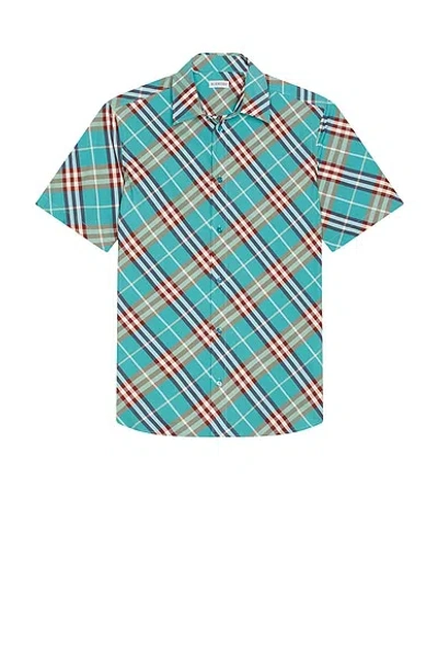 Burberry Short-sleeved Cotton Shirt T-shirt Light Blue In Multi