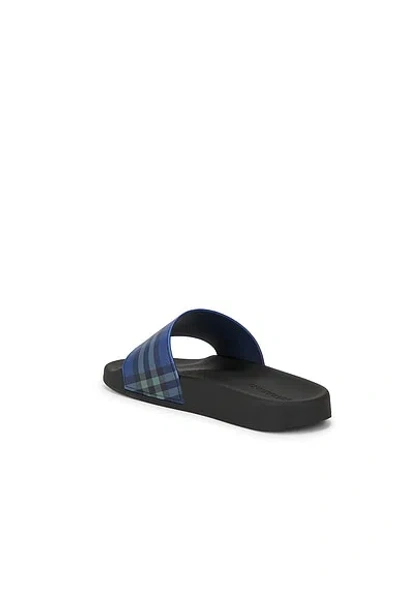 Burberry Check Pattern Flat Sole Slide Sandals In Black