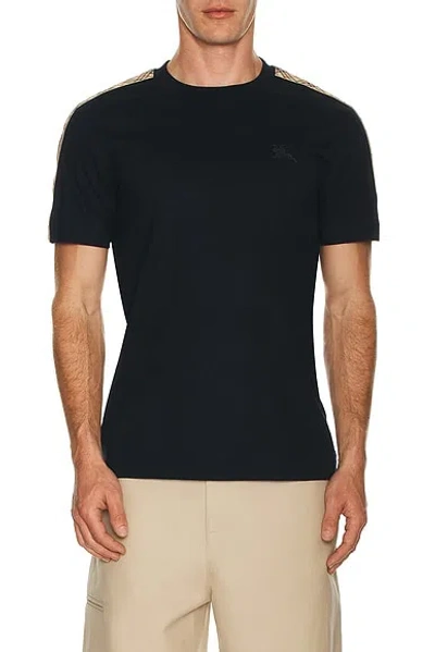Burberry Ekd Embroidered Checked-band T-shirt In Black