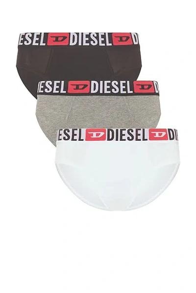 Diesel Three-pack Of Solid Colour Briefs In White