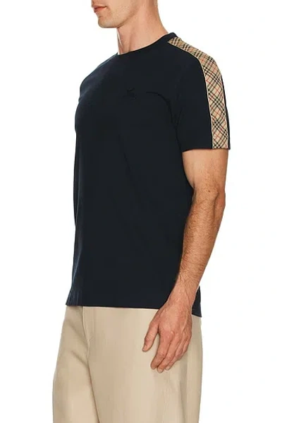 Burberry Ekd Embroidered Checked-band T-shirt In Black