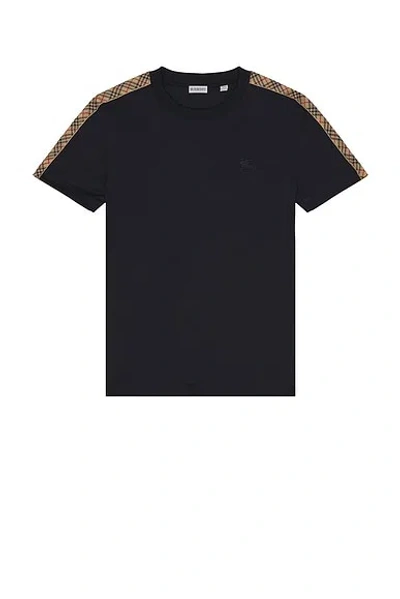 Burberry Ekd Embroidered Checked-band T-shirt In Black