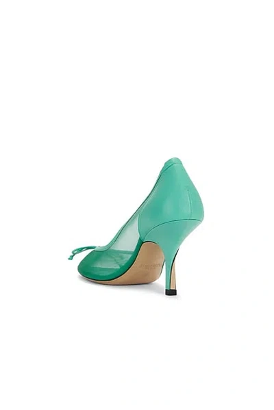 Jacquemus The Tourni Bow-detailed Leather-trimmed Mesh Pumps In Green