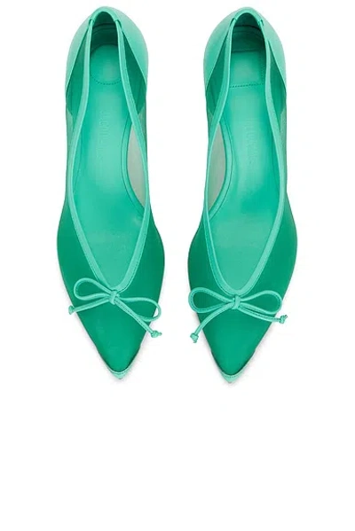 Jacquemus The Tourni Bow-detailed Leather-trimmed Mesh Pumps In Green
