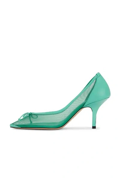 Jacquemus The Tourni Bow-detailed Leather-trimmed Mesh Pumps In Green