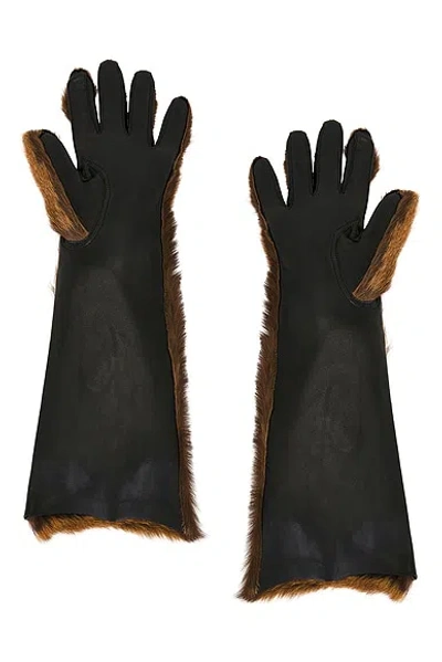 Magda Butrym Leather Gloves In Brown