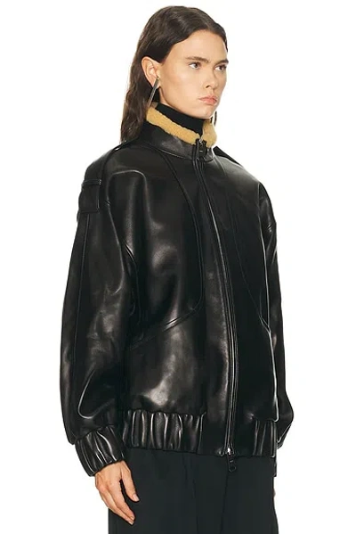 Khaite Sigi Shearling-trimmed Leather Jacket In Black