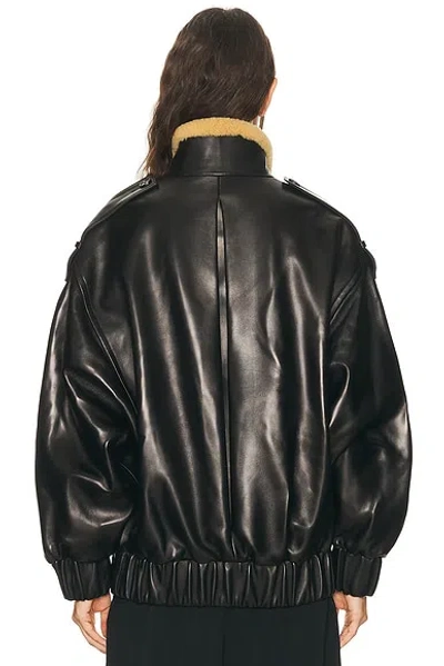 Khaite Sigi Shearling-trimmed Leather Jacket In Black