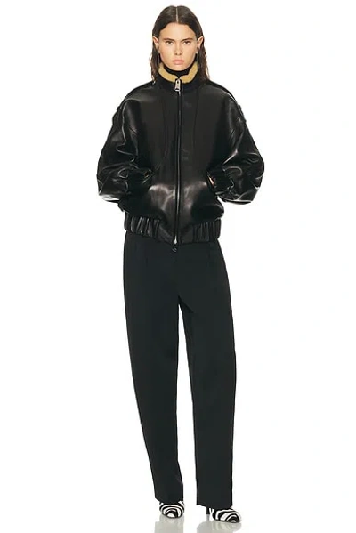 Khaite Sigi Shearling-trimmed Leather Jacket In Black