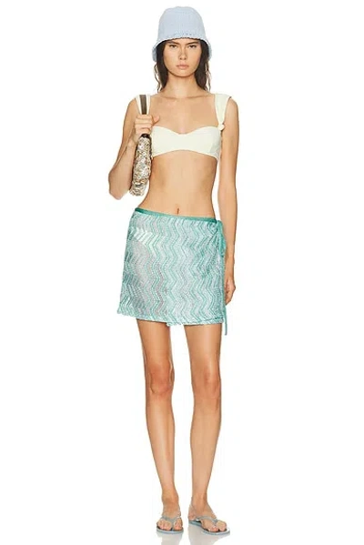 Missoni Zigzag Mesh Pareo Mini Skirt With Sequins In Blue