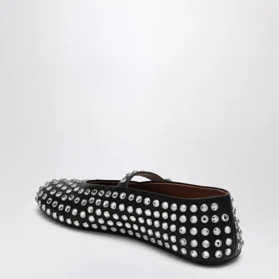 Alaïa Alaia Women Leather Ballet Flats With Rhinestones In Black