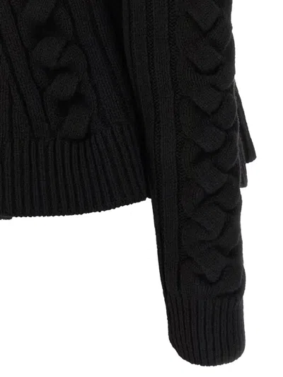 Alexander Mcqueen Wool And Cashmere Cable Cardigan Clothing In Black
