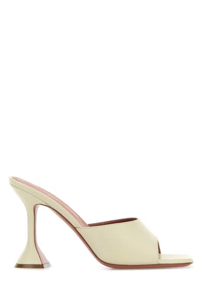 Amina Muaddi Women Sand Nappa Leather Lupita Mules In Neutral
