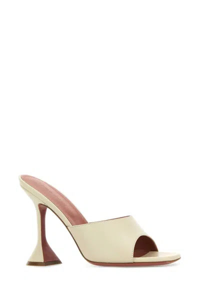 Amina Muaddi Women Sand Nappa Leather Lupita Mules In Neutral