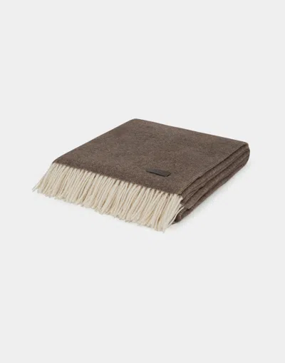 Herno Habita Double-sided Wool And Cashmere Blanket In Brown