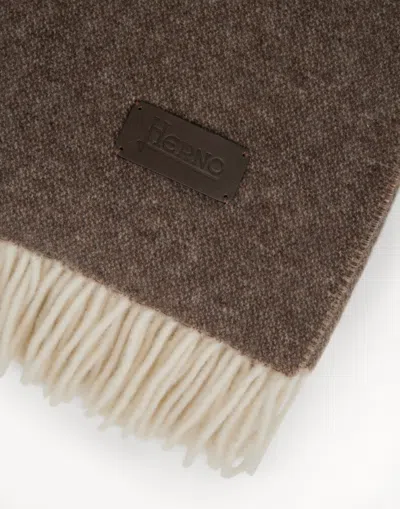 Herno Habita Double-sided Wool And Cashmere Blanket In Brown
