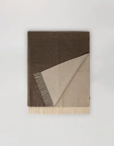 Herno Habita Double-sided Wool And Cashmere Blanket In Brown