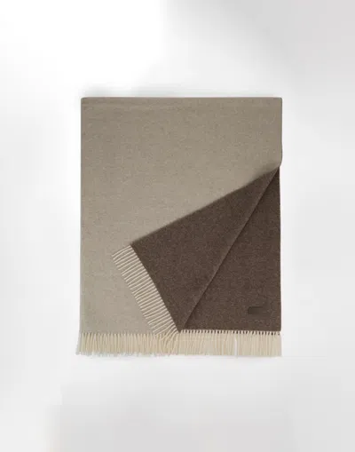 Herno Habita Double-sided Wool And Cashmere Blanket In Brown