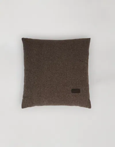 Herno Habita Wool And Cashmere Cushion In Brown