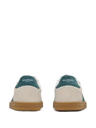 Balmain Swan Suede And Smooth Leather Trainers In Neutral
