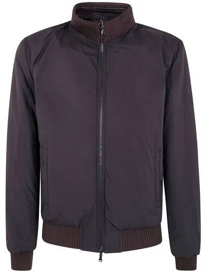 Barba Napoli Ribbed Leather Jacket In Brown