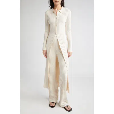 Zankov Alix Collared Rib Maxi Cardigan