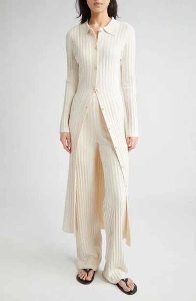 Zankov Alix Collared Rib Maxi Cardigan