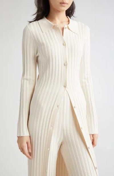 Zankov Alix Collared Rib Maxi Cardigan