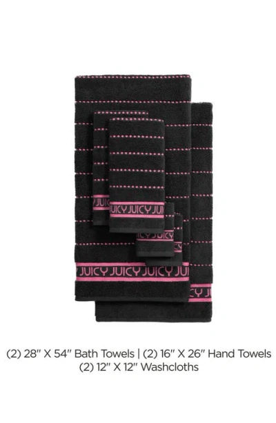 Juicy Couture Plush Stripe Bath Towel Set In Black