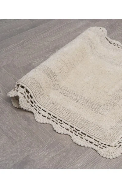 Laura Ashley Reversible Crochet Cotton 2-piece Bath Mat Set In Neutral
