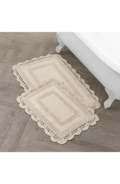 Laura Ashley Reversible Crochet Cotton 2-piece Bath Mat Set In Neutral