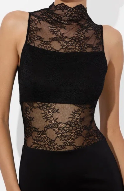 Alice And Olivia Nichol Sleeveeless Lace Maxi Dress In Black