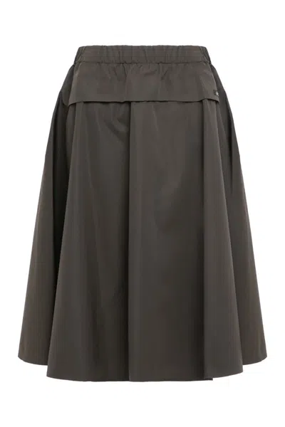 Prada Wide Skirt In Technical Canvas In Green