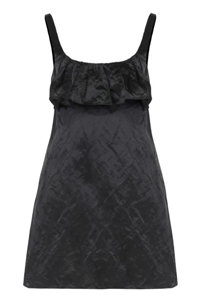 Chloé Mini Dress Without Sleeves In Washed Technical Satin In Black