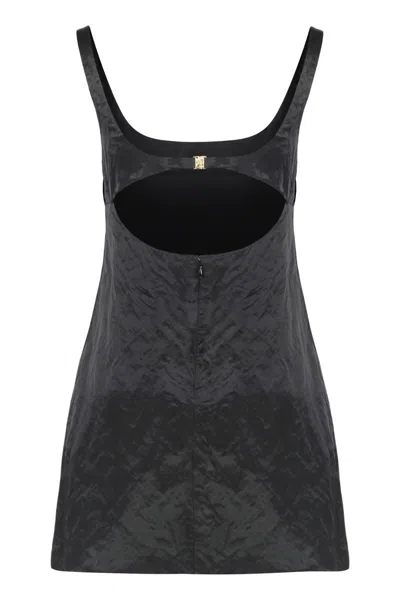 Chloé Mini Dress Without Sleeves In Washed Technical Satin In Black