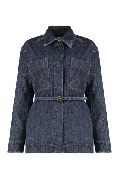 Fendi Women Dark Blue Denim Go-to Jacket In Blue