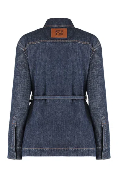 Fendi Women Dark Blue Denim Go-to Jacket In Blue