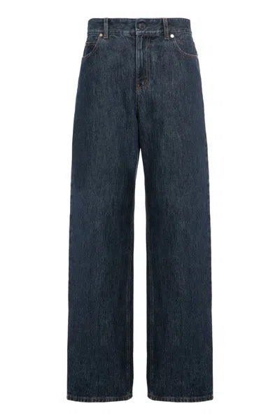 Fendi Wide Leg Jeans With 5 Pockets In Blue