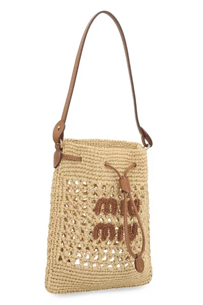 Miu Miu Raffia Mini Bag In Brown