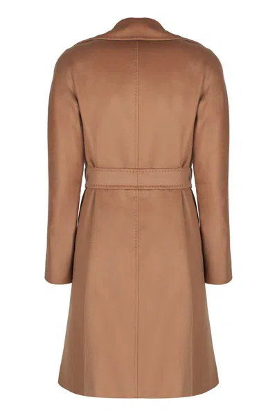 Max Mara Cles Belted Wool-blend Coat In Brown