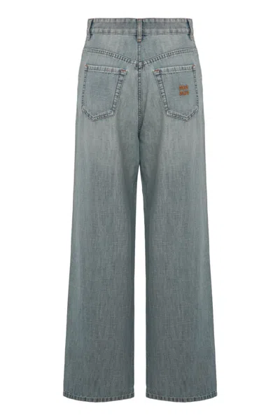 Miu Miu Wide-leg Jeans With 5 Pockets In Blue