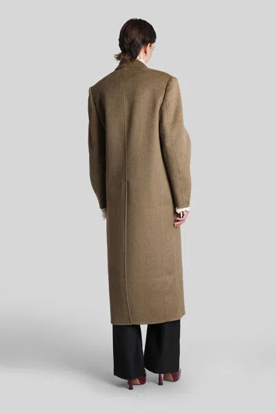 Séfr Colette Coat In Khaki Wool In Brown