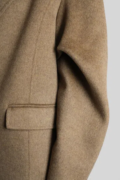 Séfr Colette Coat In Khaki Wool In Brown