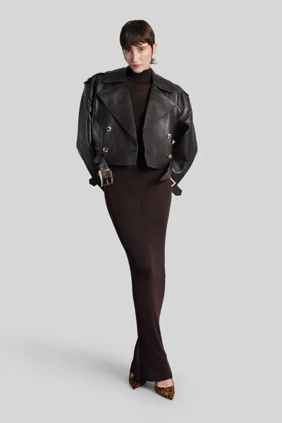 Retroféte Biker Jacket In Brown Leather In Black