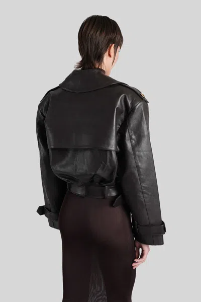 Retroféte Biker Jacket In Brown Leather In Black