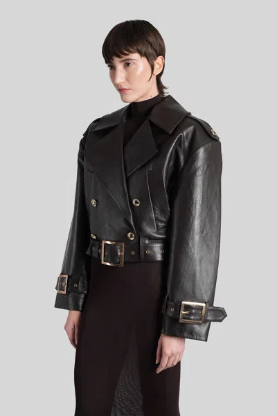 Retroféte Biker Jacket In Brown Leather In Black