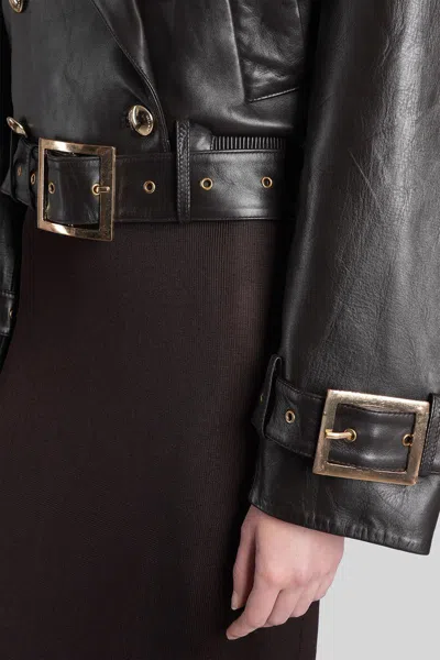 Retroféte Biker Jacket In Brown Leather In Black